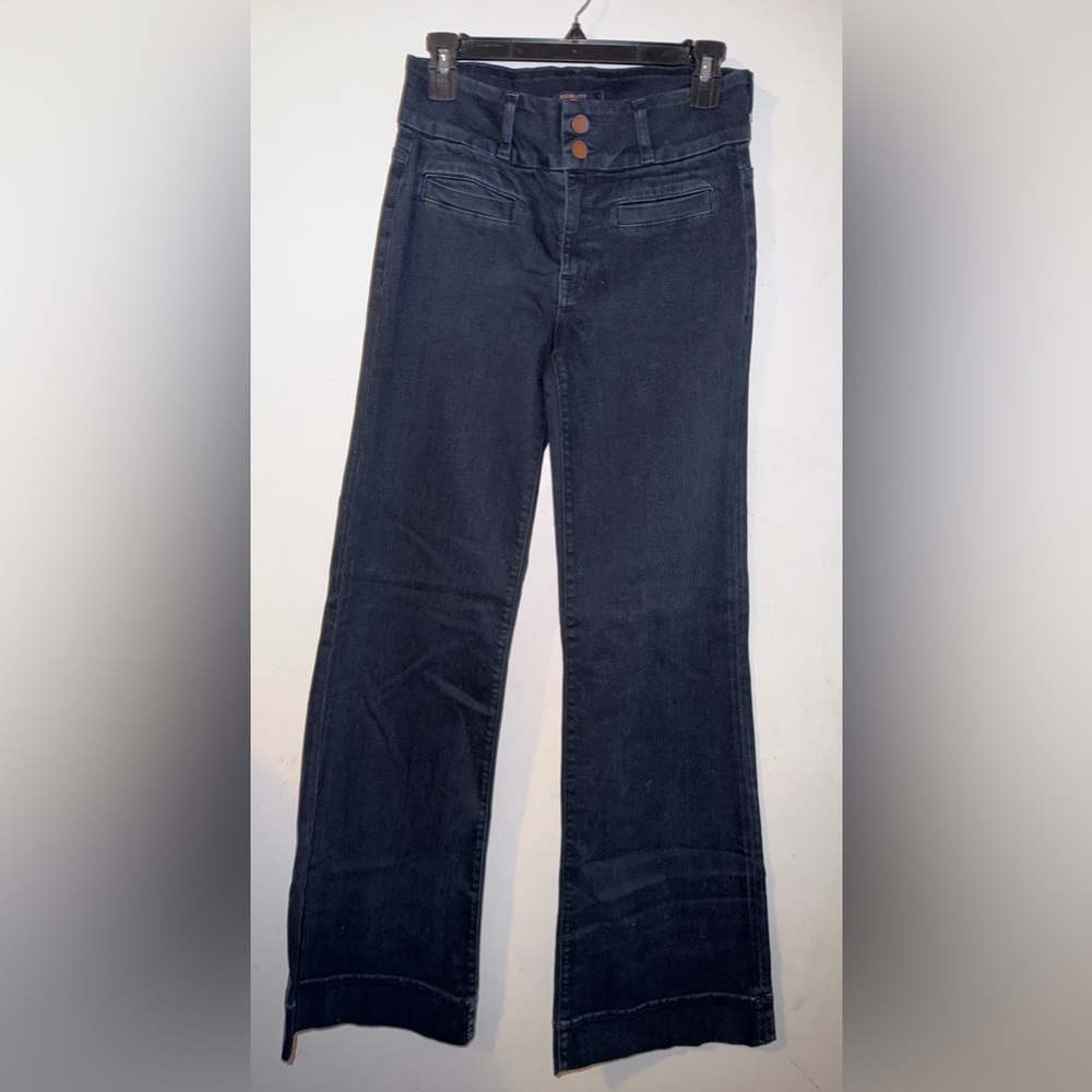 New FIDELITY Los Angeles Denim Dark Blue Jeans Wide Flare High Rise Size 26